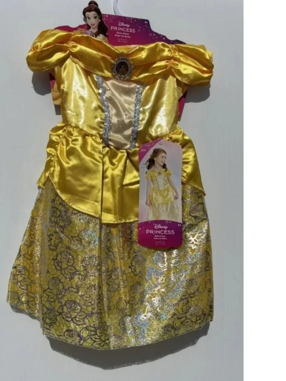 Princess Belle & Wand Halloween Costume 4/6 Yellow Gown Dress 2 Pc Girls Disney